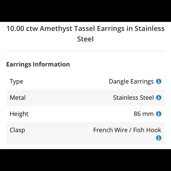 Tassel Earrings Stainless Steel: 10.00 ctw Amethyst - Picture 4 of 5